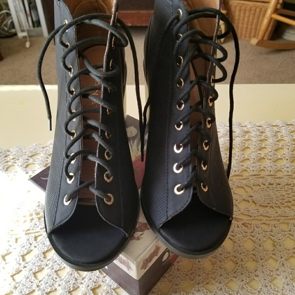 SOLD Peep Toe Booties - Picture 2 of 3